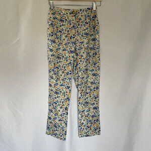 Princess Polly Blue & Orange Retro Floral Print High-Waisted Pants Size 4 stunni